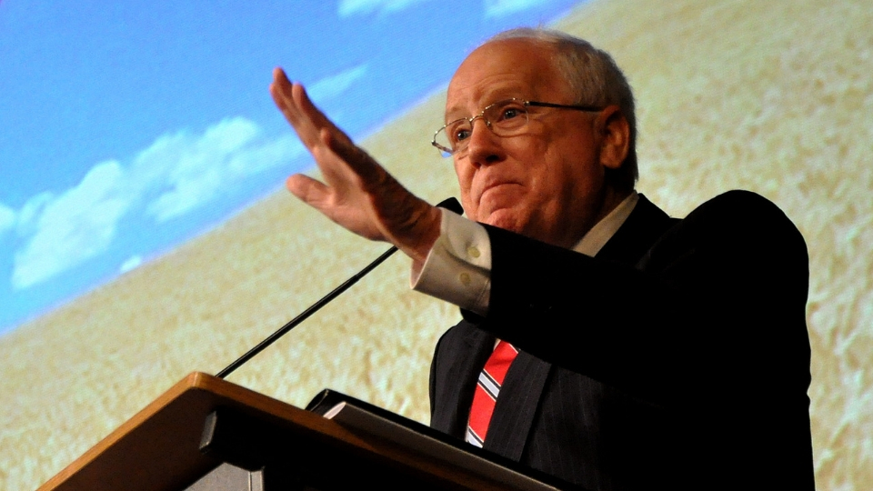 Ambassador Kenneth Quinn speaking at the International Wheat Congress in St. Petersburg, Russia, 2010