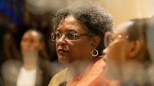 Mia Amor Mottley visits the Kigali Genocide Memorial