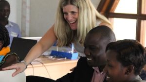 Kim Simon at an IWitness training session with Aegis Trust educators at the Kigali Genocide Memorial, 2013