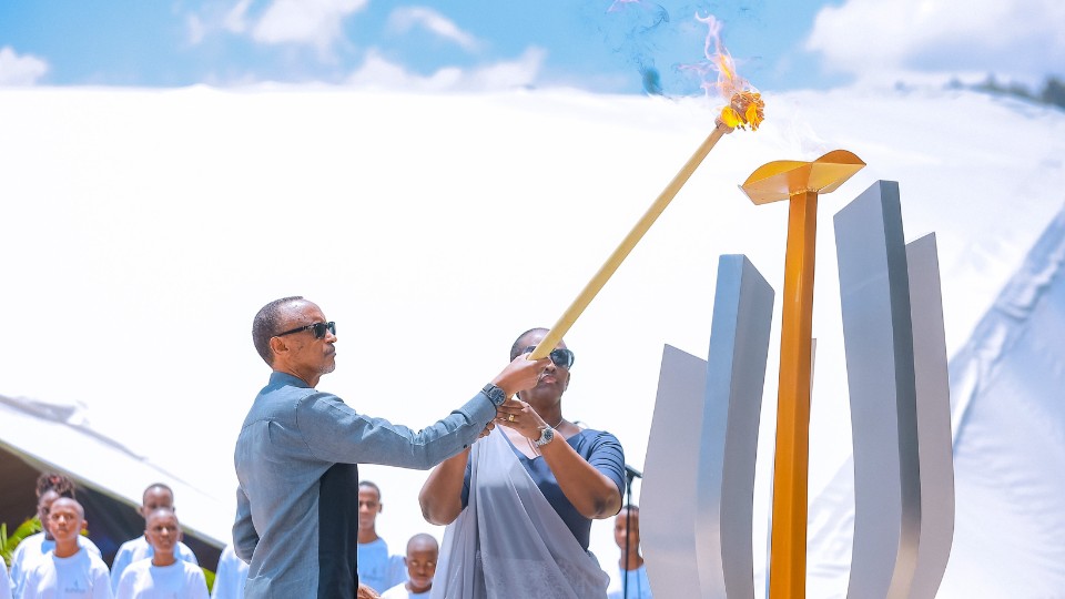 April 7th 2023 - The President and First Lady of Rwanda light the flame of remembrance at the Kigali Genocide Memorial marking the start of Kwibuka29